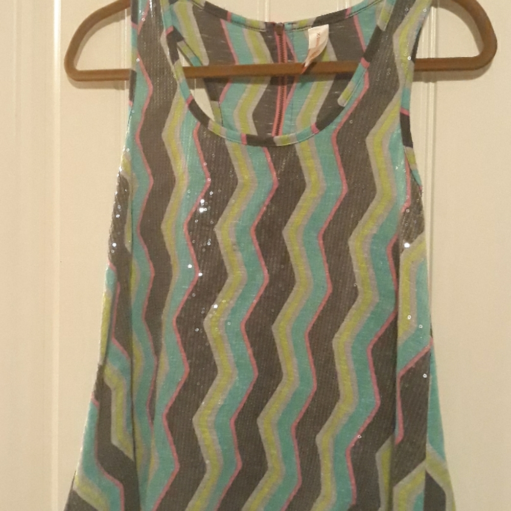 No Boundaries sequined, multicolored tank